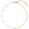 Jewels by Leonardo, cavigliera Ciao Nana, in acciaio inox dorato, perle bianche, accentuate da piccole sfere d'oro, lunghezza 24 - 28 cm, regalo per le donne - 024989, Eine Grösse, Acciaio