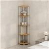 Furinno TURN-N-TUBE Mensola Angolare, 5 Ripiani, Scaffale Angolare, per Organizzazione e Storage, Soggiorno, Studio, Garage, Camera da Letto, Faggio