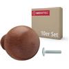 Gedotec Ricarda - Pomelli per mobili in legno di noce scuro, 10 pezzi, diametro 23 mm, pomelli rotondi per armadi e cassetti, maniglie per mobili per comò, armadio, cassetto, viti incluse