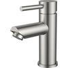 FORIOUS Rubinetto Bagno, Miscelatore Lavabo Compatto Inox | Altezza Bocca 85 mm, Miscelatore Monocomando, Acqua Calda e Fredda, Aeratore, Inox