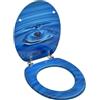 vidaXL Tavoletta WC con Coperchio MDF Blu Design Goccia d'Acqua