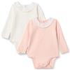 Amazon Essentials x Sofia Grainge Body a Maniche Lunghe in Jersey di Cotone Elasticizzato con Colletto a Volant Bimba 0-24, Confezione da 2
