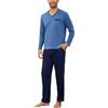 Bresdk Pigiama Uomo Invernale in Cotone Lungo Pigiami Due Pezzi Maniche Lunghe con Tasche Morbido Pantaloni Loungewear S-3XL