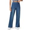 THE GYM PEOPLE Jeans Baggy Donna Stretch Gamba Larga Dritta con Tasche | Lunghezza Interna 74cm/79cm, Vita Media, Passanti Cintura, Slip-On, 4 Tasche, Moda Lavoro Casual, Sneakers Stivali