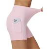 THE GYM PEOPLE Pantaloncini Ciclista 12,5cm Vita Alta Sportivi con Tasche | Stretch 4 Vie, Traspirante, Asciugatura Rapida, Controllo Addome, 2 Tasche Laterali, Leggings Corti Sportivi Yoga Corsa