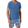 Bresdk Pigiama Corto da Uomo in Cotone Camicia a Maniche Corte Pigiama Estivo Top e Pantaloncini da Uomo