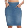 THE GYM PEOPLE Gonna Jeans Stretch al Ginocchio a Matita con Spacco | Vita Alta, Spacco Posteriore, Vita Elastica, 4 Tasche, Slim Fit, Traspirante, Gonna Jeans Estiva Moda Lavoro Tempo Libero
