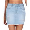 THE GYM PEOPLE Minigonna Jeans Strappata Stretch Orlo Sfilato Donna | Modellante, Strappi Frontali, Effetto Usato, Passanti Cintura, 4 Tasche Funzionali, Moda Lavoro, Sneakers Stivali