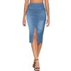 THE GYM PEOPLE Gonna Jeans Donna Vita Alta al Ginocchio Stretch con Spacco | Spacco Frontale, Tasche Frontali e Posteriori, Traspirante, Morbido, Gonna a Matita Estiva per Ufficio Lavoro Moda Casual