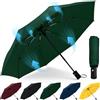 HEXSOLID 105CM/92CM Ombrello Pieghevole Antivento Pioggia da Viaggio Ombrello Automatico Nero Ombrello Piccolo Portatile da Resistente al Vento All'acqua 8 Ossa