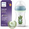 Philips Avent Set Nighttime a Risposta Naturale - Biberon da 260 ml con tettarella a flusso medio (Flusso 3), con anello fosforescente, ciuccio Ultra Soft Nighttime, design "Sleepy Sloth", SCD838/17