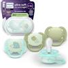 Philips Avent Ciucci Ultra Soft Day & Night - Design ortodontico, da 0 a 6 mesi, si illuminano al buio, tettarella in silicone, no BPA, custodie per sterilizzazione, pack da 4 pezzi, SCF094/09