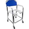 Mobiclinic, Sedia wc con rotelle, Manzanares, Marchio europeo, Per anziani coperchio, Comoda portatile, Marcatura ce, Schienale e braccioli imbottiti, Colore bianco blu