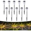 Aourow - Confezione da 10 lampade solari da giardino per esterni - Bianco caldo - Lampade solari LED impermeabili - Per esterni, giardino, balcone, terrazza, prato, vialetto, cortile