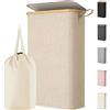 Lifewit Cesto Portabiancheria Salvaspazio, Cesta Biancheria Sporca con Coperchio, Porta Biancheria Sporca Slim per Bagno, Laundry Basket per Camera da Letto, Bagno, Lavanderia, 70 L, Beige