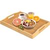 RRX - Vassoio in bambù per alimenti con manici, vassoio da letto per la colazione (Beige)