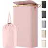 Lifewit Cesto Portabiancheria Salvaspazio, Cesta Biancheria Sporca con Coperchio, Porta Biancheria Sporca Slim per Bagno, Laundry Basket per Camera da Letto, Bagno, Lavanderia, 80 L, Rosa