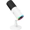TONOR Microfono dinamico da gioco, microfono XLR/USB per streaming, cancellazione del rumore AI, RGB controllabile, mute tap, jack per cuffie da 3,5 mm, microfono con supporto da tavolo, bianco, TD510