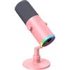 TONOR Microfono dinamico da gioco, microfono XLR/USB per streaming, cancellazione del rumore AI, RGB controllabile, mute tap, jack per cuffie da 3,5 mm, microfono con supporto da tavolo, rosa, TD510