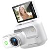 ECMQS Telecamera in miniatura antivibrazione 4K con scheda da 32 GB, bianca | Fotocamera ad alta risoluzione per attività di viaggio con memoria espandibile fino a 128 G e sport all'aria aperta