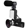 POAHNCU Videocamera Professionale, HD Con Microfono Zoom Digitale 16x | Funzione anti-shake integrata, registrazione video ad alta dinamica in HD(Package 3)