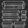 Xpieoyrm 7 Organizer per cassetti trasparente con scatola portaoggetti in plastica di 4 dimensioni, Organizer Trucchi Cassetti in Plastica, Organizer Cassetti Bagno Impilabili, per Cucina, Bagno