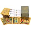 Qualis Set di Tarocchi in Lamina d'Oro 78 Pezzi di Lusso - Carte Con 36 Pagine Guida, PVC Impermeabile e Anti-Rughe, Set Per Principianti Con Libro, Oracle Cards