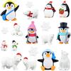 PLULON 18 pezzi di figure natalizie in miniatura, pinguino, pupazzo di neve, orso polare con fiocchi di neve, mini animali invernali, ornamenti per feste di Natale, decorazioni per torte da giardino.