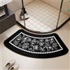 Morbuy Tappetino Doccia Curvo in Diatomite, Tappeto Bagno Super Assorbente ad Asciugatura Rapida Antiscivolo Lavabile per Box Doccia Angolare (Fiori neri,45x90cm)