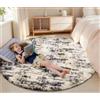 Homaxy Tappeto a pelo lungo per soggiorno, rotondo, 160 x 160 cm, rotondo | Fondo antiscivolo, morbido, lavabile, moderno, per cameretta dei bambini, camera da letto, nero e bianco
