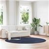 Molumvel Tappeto shaggy, 240 x 240 cm, a pelo lungo, rotondo, in poliestere, per soggiorno e camera da letto, colore: blu navy