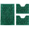 PARAMAISON Tris Bagno 3 Pezzi Soft, Coordinati Design Cerchi Morbido in Cotone Assorbente | Verde Scuro