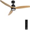 CREATE / WINDSTYLANCE M/Ventilatore da soffitto ABS con luce nero pale effetto legno naturale con telecomando / 40W, Silenzioso, Ø132 cm, 6 velocità, temporizzatore, estate-inverno, doppia altezza