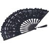 Hidyliu Ventaglio Pieghevole Elegante Ventaglio in bambù in Pizzo Stile Vintage per Matrimoni, Feste e Spettacoli 27 Cm (Nera)