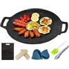 Generico Padella Grill Coreana Accessorio Di Cucina Da Campeggio Piastra Per | Padella in Ghisa Rotonda Stile Coreano da Grigliate Forniture Griglia Barbecue Giardino