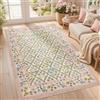 Vangao Tappeto rosa, 140 x 200 cm, motivo floreale vintage, colorato, boho | Tappeto orientale per soggiorno, balcone, cameretta dei bambini, camera da letto, cucina, sala da pranzo, a quadretti