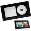 Zoegneer Cornice per CD in legno massello, montaggio a parete, con vetro di protezione, per dischi in vinile, collezione musicale, colore nero