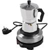 InSyoForeverEC Macchina da caffè elettrica da 150 ml, 3 tazze, con fondo separato, in alluminio bianco