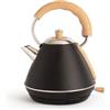 CREATE/KETTLE RETRO M/Bollitore elettrico nero/Ebollizione rapida, capacità 1l, spegnimento automatico, filtro anticalcare, autospegnimento, indicatore del livello dell'acqua, Ø17,2 cm, 1200 W