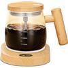 FOXNSK 400 ML Se Stesso Mescolando Caffè Tazza, Elettrico Miscelazione Tazza Alto Borosilicato Bicchiere Miscelazione Caffè Tazza con USB Riscaldamento Sottobicchiere Adatto per Caffè/Latte