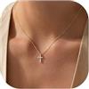 TINGN Collana a croce in oro da donna - 14 carati placcato oro placcato oro 14 carati a croce, collana da donna a forma di croce, collana da donna, gioielli alla moda, regalo per donne e donne