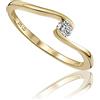 MIORE Anelli Donna, Anello di Fidanzamento con Solitario in Oro Bianco/Oro Giallo 9 carati 375 con Diamante da 0,10 Carati, Gioielli Donna Anallergici Fatti a Mano, Consegnato con Portagioielli