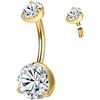 ZS ASTM F136 - Piercing per ombelico in titanio, 14 g, con zirconia cubica