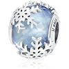 Fanona Ciondolo a forma di fiocco di neve, adatto per braccialetti e collane Pandora, in argento Sterling con cristallo blu