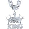 HALUKAKAH Collana con Ciondolo Diamante per Ragazzi,Placcato Oro 18k/Platino,Diamanti di Laboratorio Incastonati,Pendente Lettere 3D Bubble e 15MM Catena Cuban Link 40cm/45cm,Regalo per Figlio,Nipote