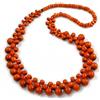 Avalaya Collana lunga con perline in legno a grappolo arancione, lunghezza 82 cm