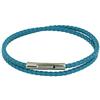 LES POULETTES BIJOUX - Bracciale Uomo Doppio Giro Cuoio Intrecciaro Tondo Per Polso da 19cm - Turchese