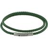 LES POULETTES BIJOUX - Bracciale Uomo Doppio Giro Cuoio Intrecciaro Tondo Per Polso da 19cm