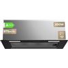 EVVO CEi52 Black - Cappa aspirante integrata, 60 cm, classe A+++ massima efficienza, aspirazione 875 m3/h, motore 200 W, estrattore con filtro carbone e alluminio, cappa aspirante nera silenziosa
