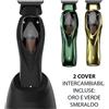 Man42 Tagliacapelli e Regolabarba TRIMMER SPEEDY Nero con 2 Cover Intercambiabili Oro e Verde Smeraldo